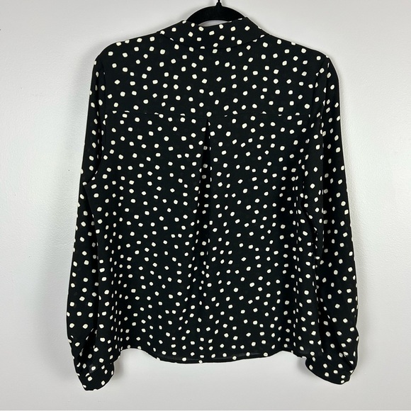 Frank And Oak Black Polka Dot Button-Up Blouse Size Medium - Picture 9 of 9